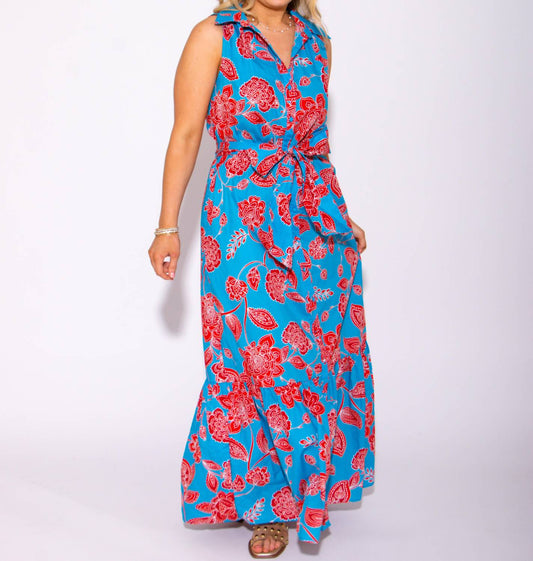 Sugarlips - Women's Petal Collared Tie Waist Maxi Dress