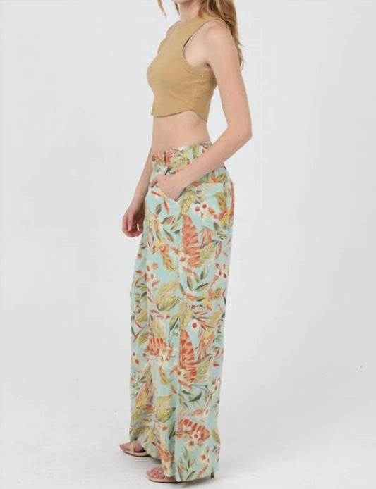 Angie - Wide Leg Tropical Print Pants
