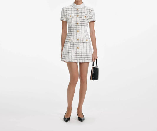 Self-Portrait - Check Boucle Mini Dress