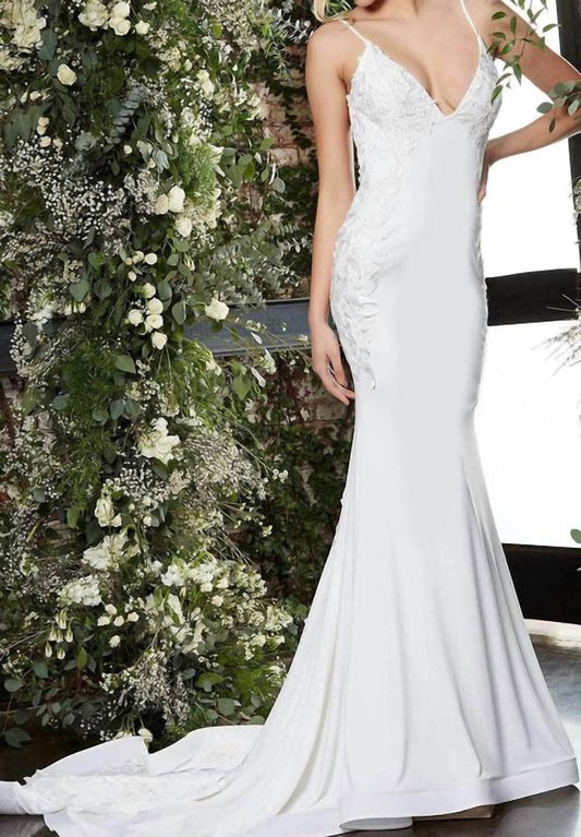 Jovani - Applique Mermaid Bridal Gown