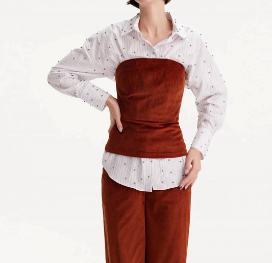 Theo The Label - Clotho Corduroy Strapless Bustier Top