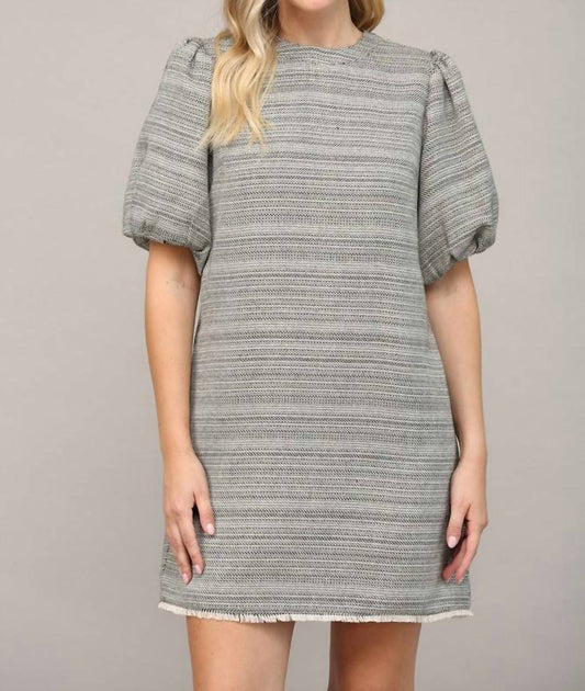Fate - Tweed Short Puff Sleeve Dress