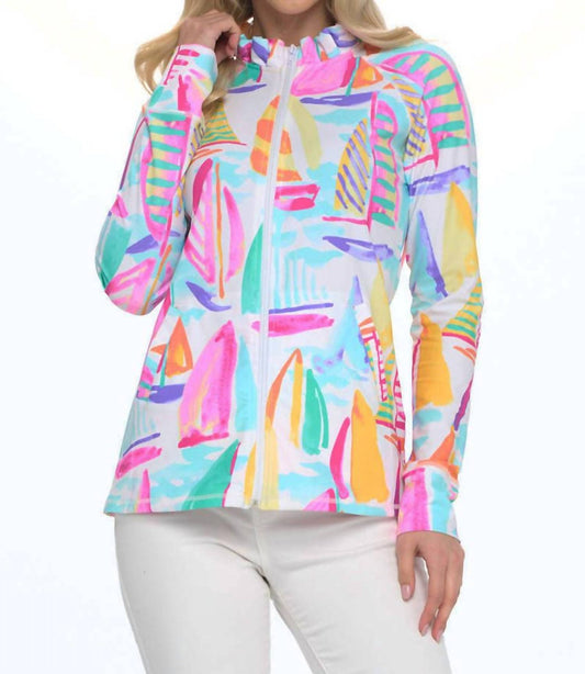 Aryeh - MARCIA RUFFLE NECK SAILBOAT PRINT JACKET