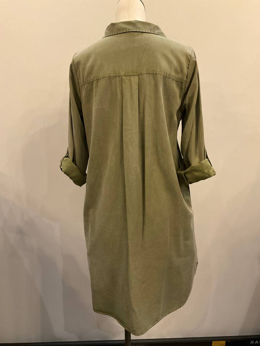 Mododoc - Women's Roll-up Long Sleeve Shirt Dress