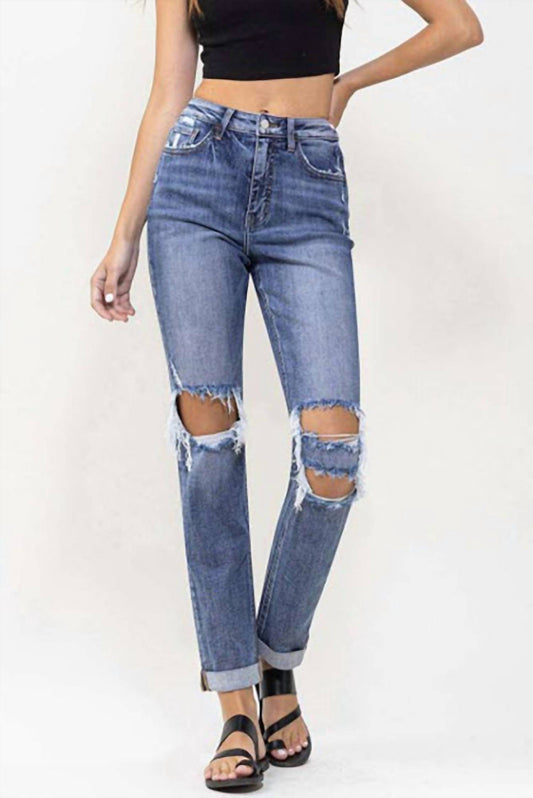 Lovervet - Women's Fortuitious Boyfriend Distressed Crop Jean