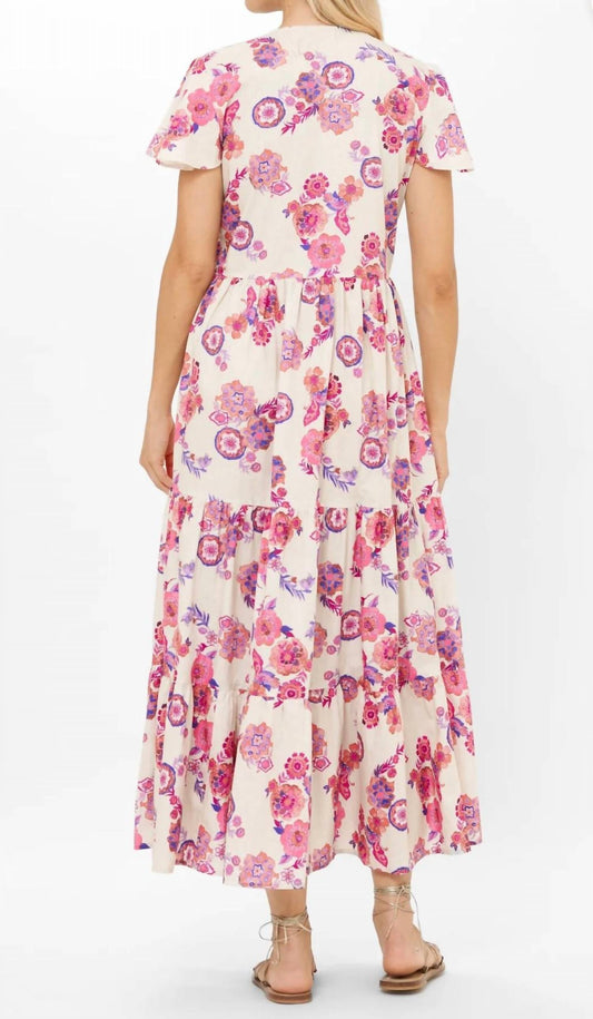 Oliphant - Painted Florals V-neck Maxi Dress