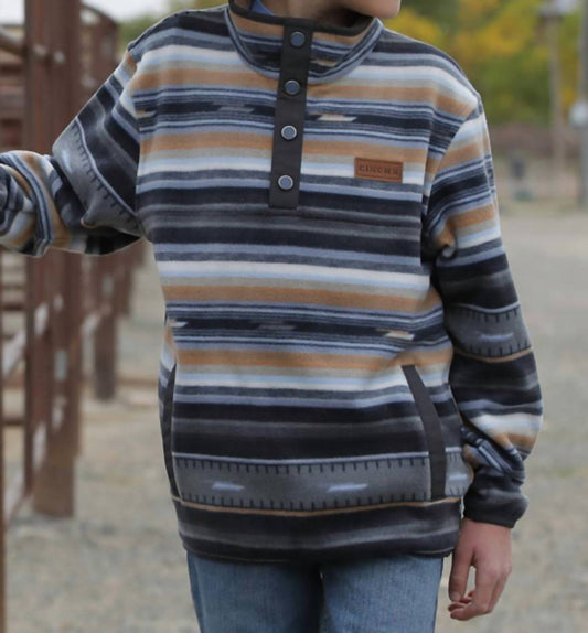 Cinch - Boys 1/4-snap Stripe Fleece Pullover