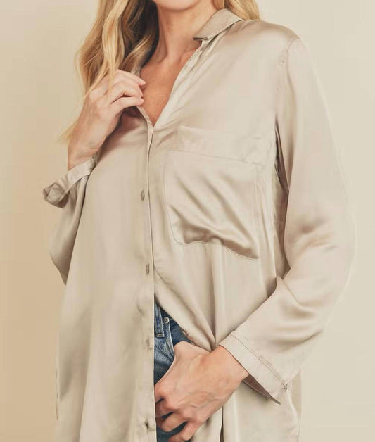 Dress Forum - Highly Favored Long Satin Shirt