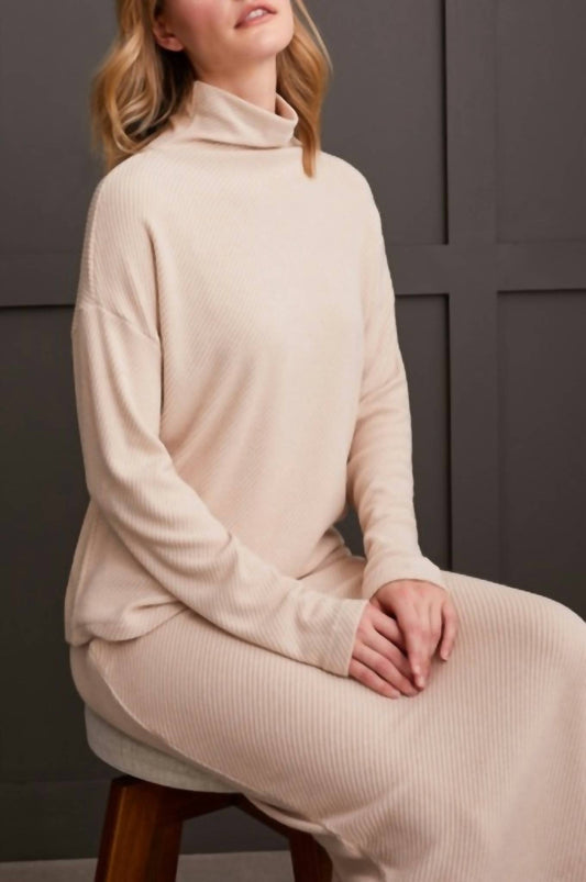 Tribal - Loose Fit Drop Shoulder Funnel Neck Top