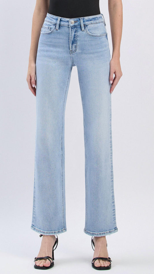 Lovervet - High Rise Full Length Slim Wide Leg Jeans