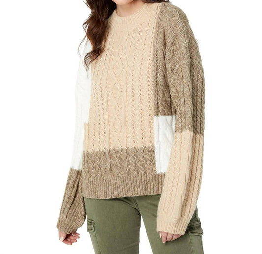 En Saison - Baylor Cable Knit Balloon Sleeve Sweater