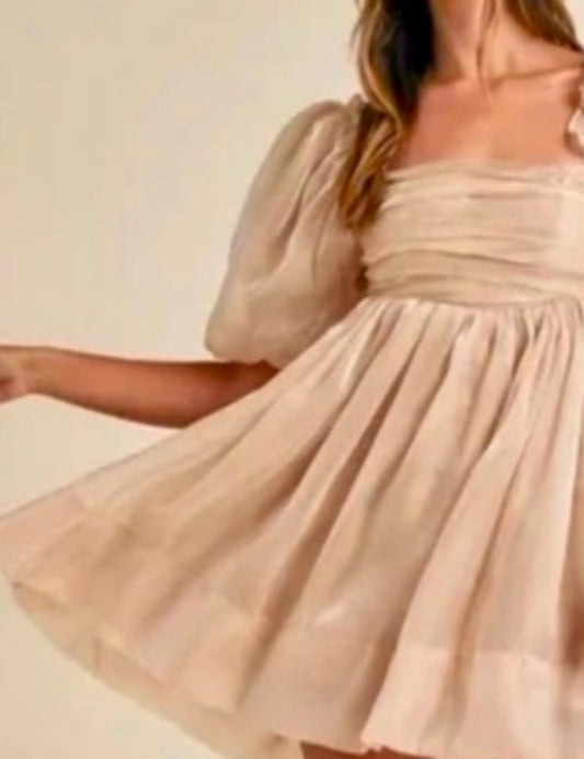 Mable - Organza Puff Sleeve Babydoll Dress