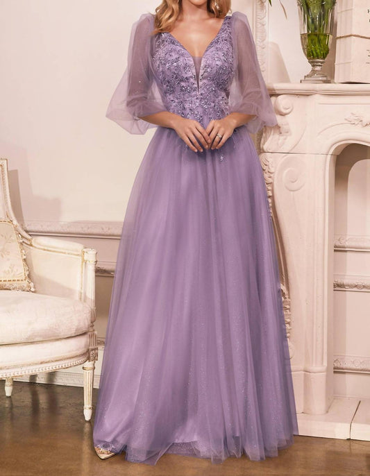 Ladivine - Glitter Tulle A-line Evening Gown