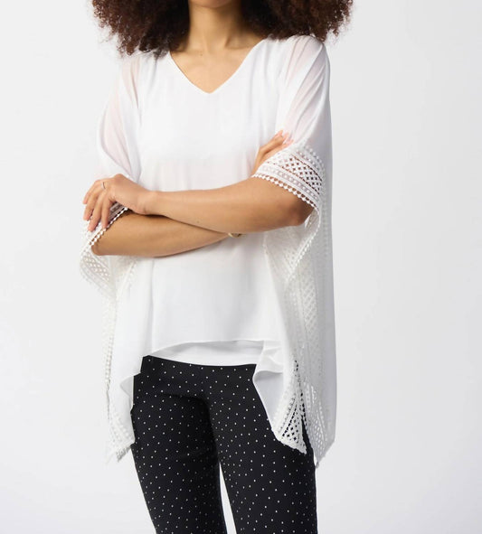 Joseph Ribkoff - V-neck Lace Trim Poncho Top