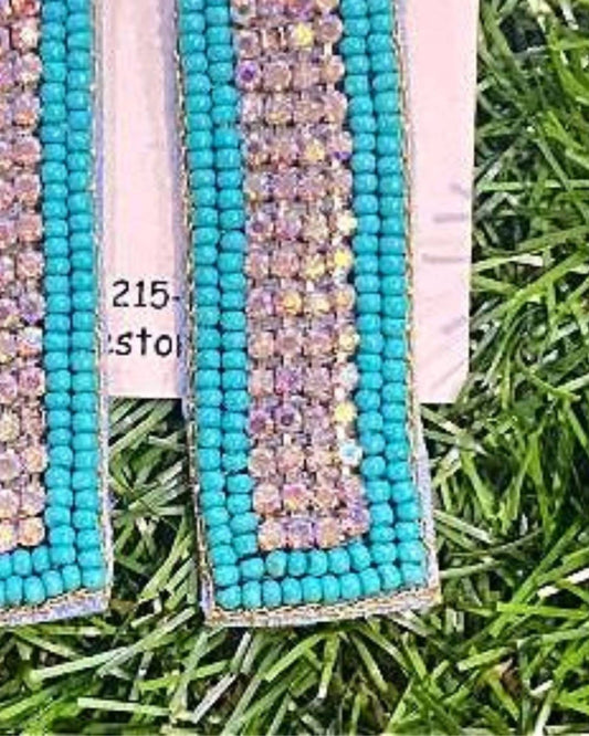 Sophia Collection - Women's Rectangle Seed Bead & Rhinestone Earrings