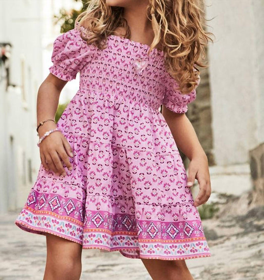Mayoral - Girls Printed Smocked Border Dress