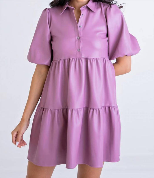 Karlie - Faux Leather Tier Dress