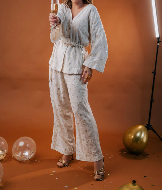 La Chocole - Papuyo Embrodeired Top And Pants Set