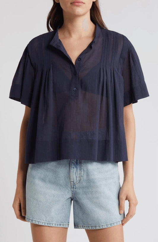 Frame - Pleated Button Up Blouse