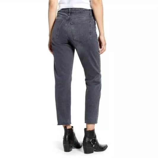 Topshop - Straight Leg High Waist Raw Hem Cropped Jeans
