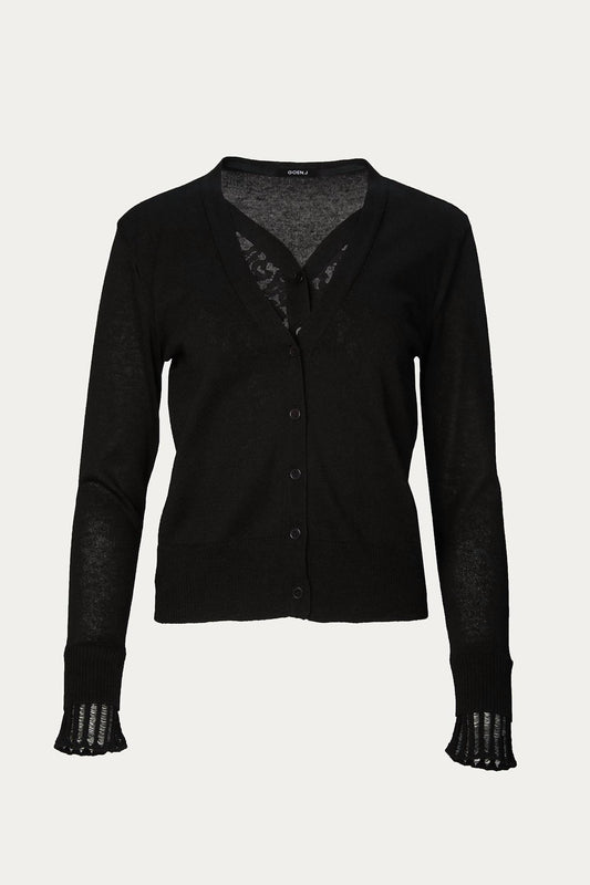 LACE PANELED CARDIGAN