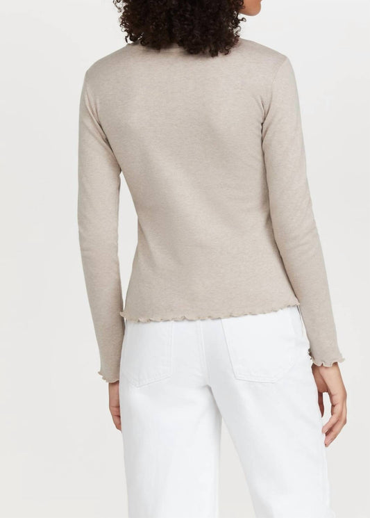 Something Navy - Long Sleeve Lettuce Edge Top