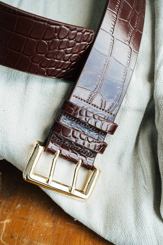 Laurel And Gold - Women's Crocodile Belt