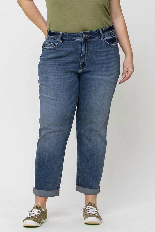 Vervet By Flying Monkey - Curvy Cuffed Boyfriend Jeans