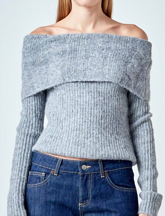 Endless Rose - Off Shoulder Cable Knit Sweater
