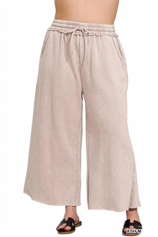 Zenana - Acid Wash Fleece Palazzo Sweatpants
