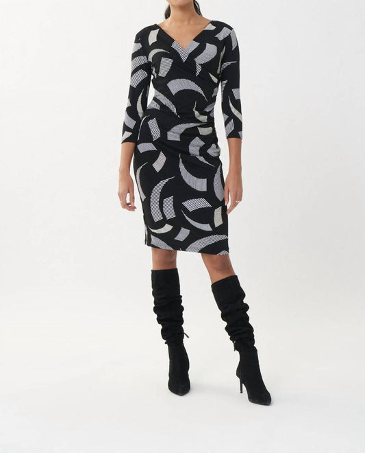 Joseph Ribkoff - Abstract V-Neckline Dress