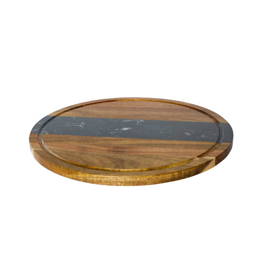 Creative Gifts International - Marble Stripe and Acacia Wood Round Board