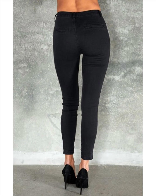 Venti6 - Alessandra Silver Stripe Black Joggers