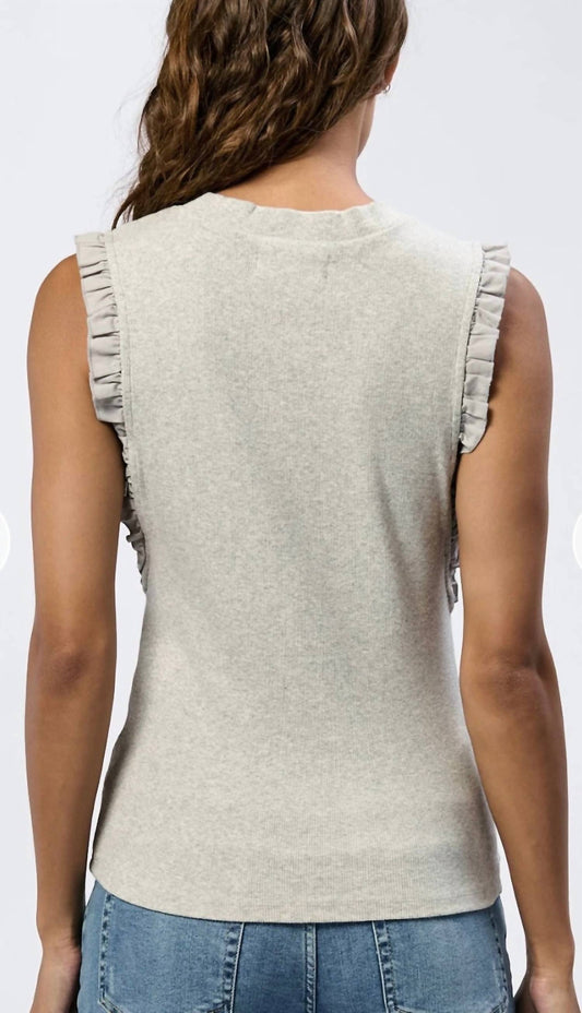 Dear John Denim - Ribbed Stretchy Top With Ruffle Sleeves