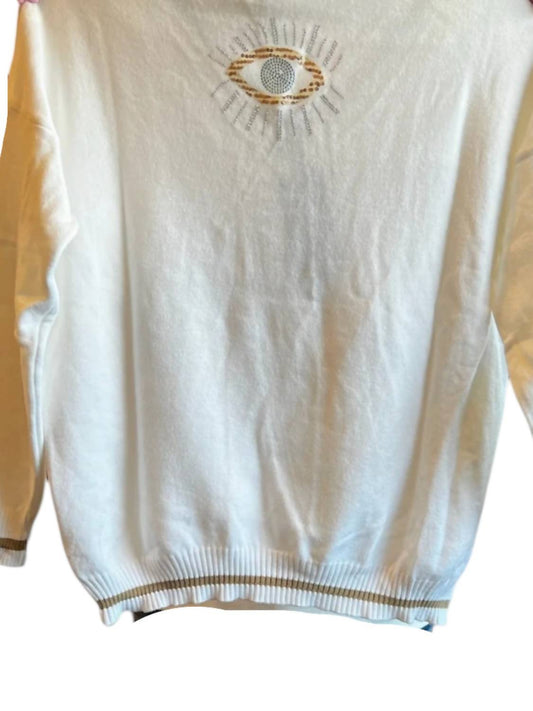 Venti6 - Evil Eye Sequin Vneck Top One Size