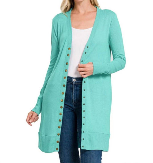 Zenana - Full Sleeve Long Snap Cardigan