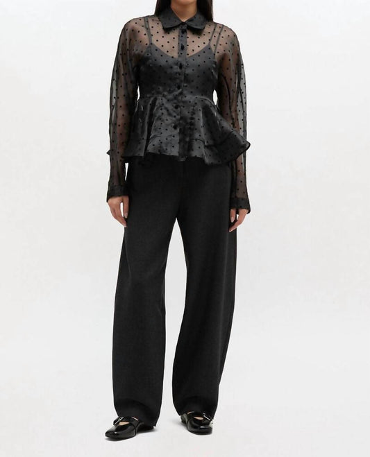 Ganni - Flocked Organza Peplum Shirt