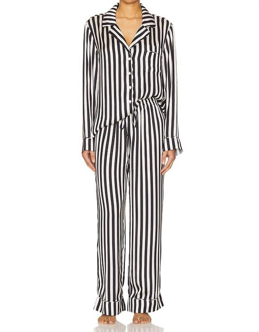 Show Me Your Mumu - Classic Midnight Stripe Silky Pajama Set