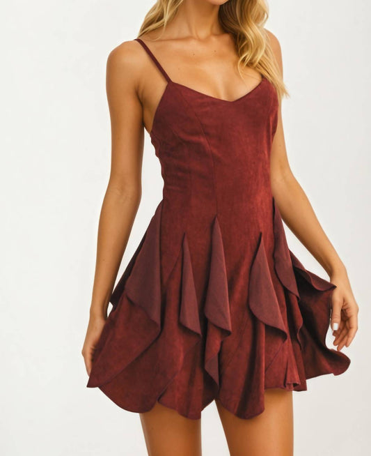 Knit & Lounge - Cascading Ruffle Hem Strappy Mini Dress