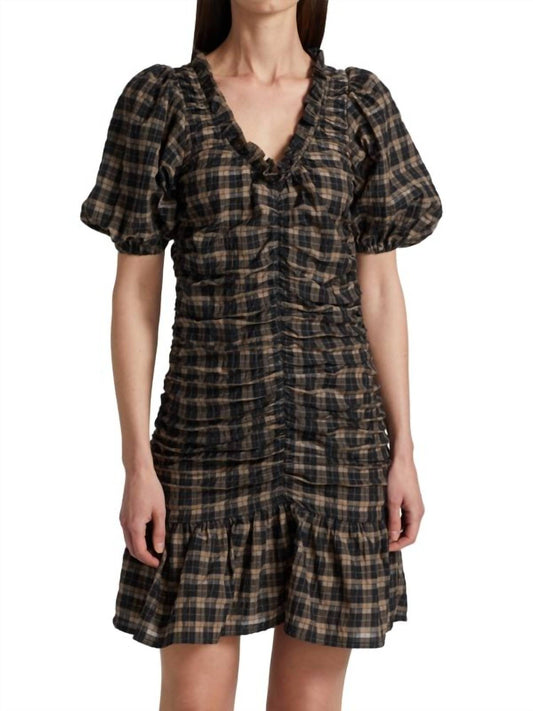 Ganni - Plaid Seersucker Mini Dress