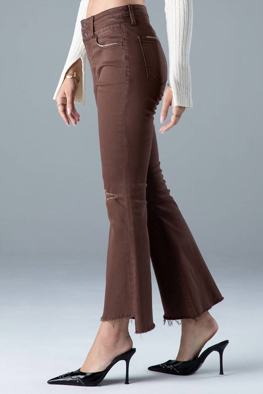 Ceros - High Rise Distress Flare Denim Jean