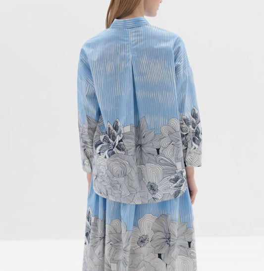 Rosso35 - Patterned Collared Long Sleeve Top