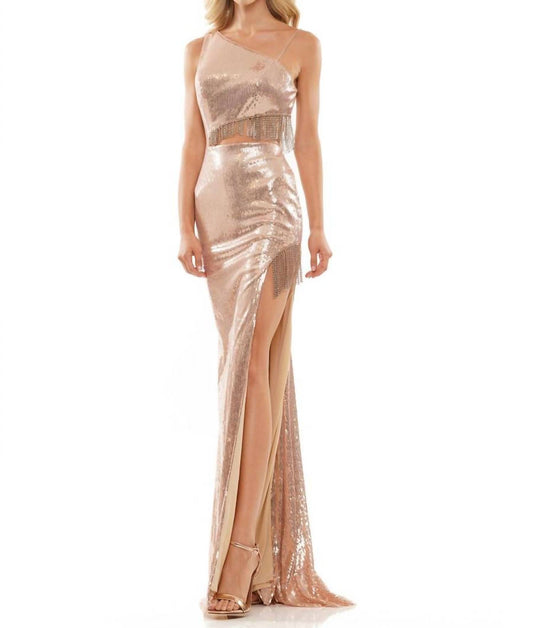 Colors Dress - Side Cutout Sequined Prom Gown