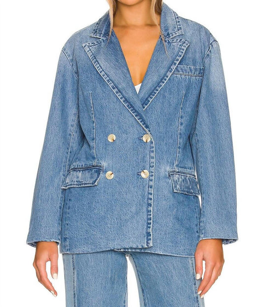 Something Navy - Double Breasted Denim Blazer