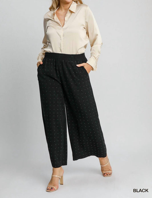 Umgee - High Waist Pull On Wide Leg Pant Plus