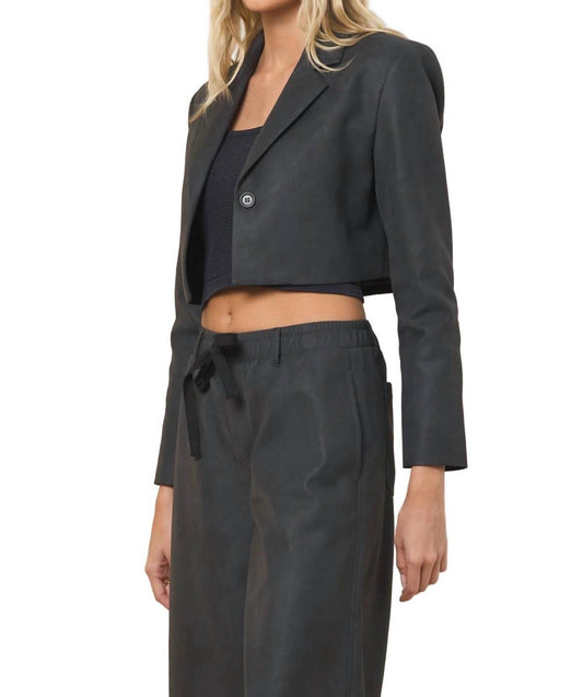 Vintage Havana - Faux Leather Blazer