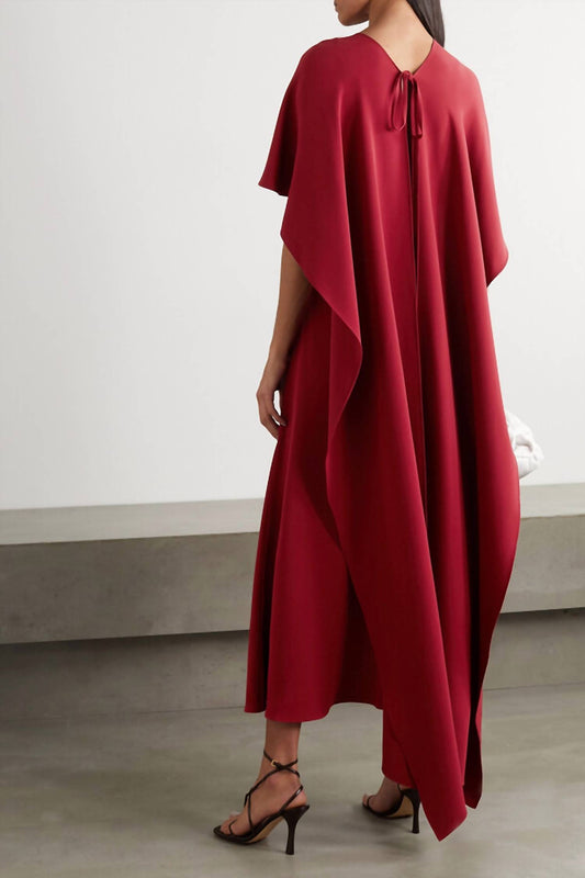 Valentino - Cape Effect Lace Trimmed Dress