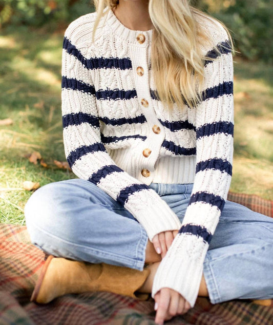 Marea - Striped Cable Cardigan