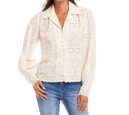 Karen Kane - Long Sleeve Embroidered Blouse