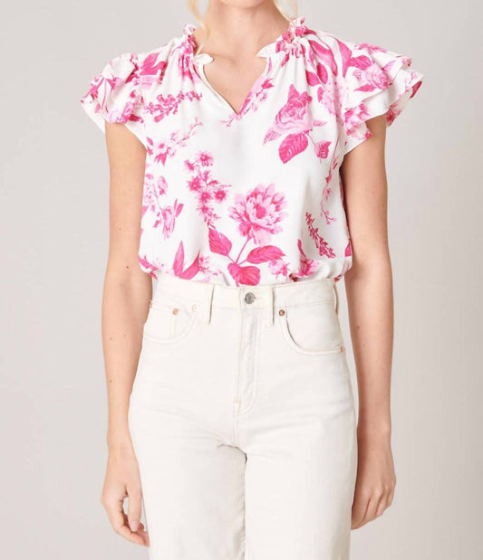 Sugarlips - Clarice Floral Bellissima Ruffle Sleeve Top